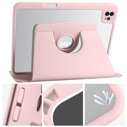For iPad Air 13 2025 / 2024 Acrylic 360 Degree Rotation Holder Leather Tablet Case(Sand Pink) - More iPad Cases by buy2fix | Online Shopping UK | buy2fix