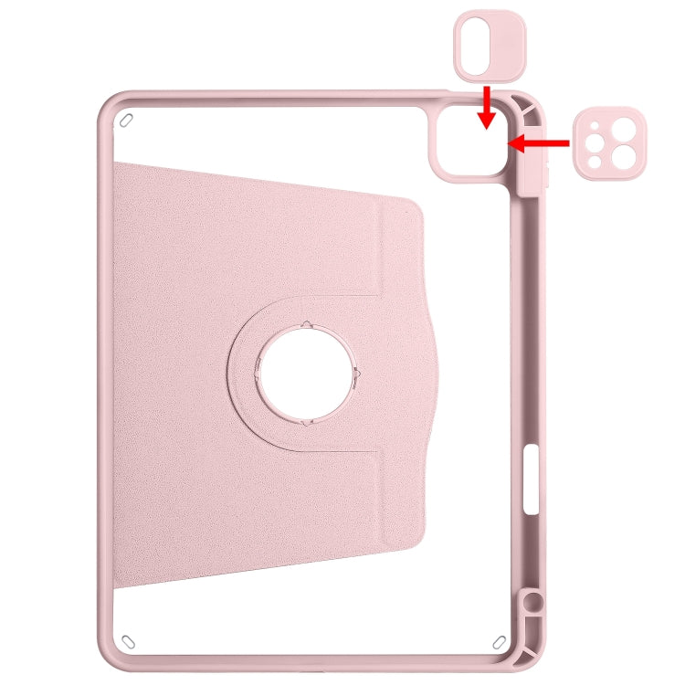 For iPad Air 13 2025 / 2024 Acrylic 360 Degree Rotation Holder Leather Tablet Case(Sand Pink) - More iPad Cases by buy2fix | Online Shopping UK | buy2fix