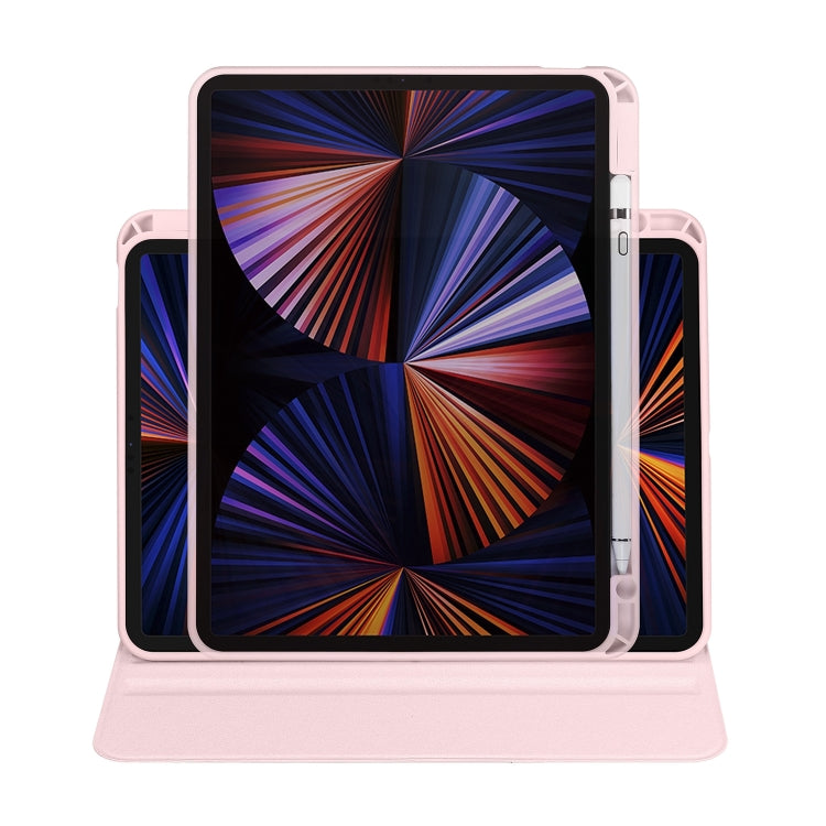 For iPad Air 13 2025 / 2024 Acrylic 360 Degree Rotation Holder Leather Tablet Case(Sand Pink) - More iPad Cases by buy2fix | Online Shopping UK | buy2fix