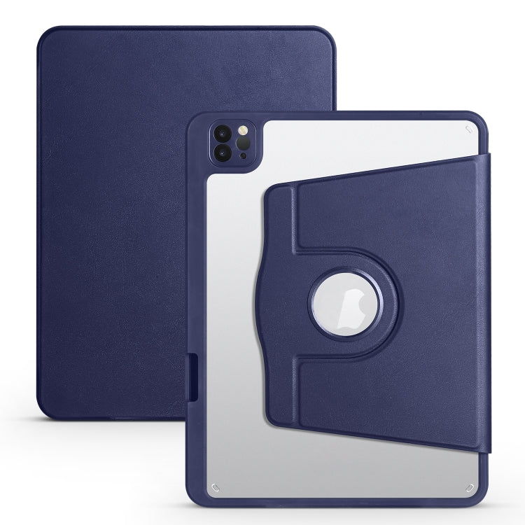 For iPad Air 13 2025 / 2024 Acrylic 360 Degree Rotation Holder Leather Tablet Case(Dark Blue) - More iPad Cases by buy2fix | Online Shopping UK | buy2fix