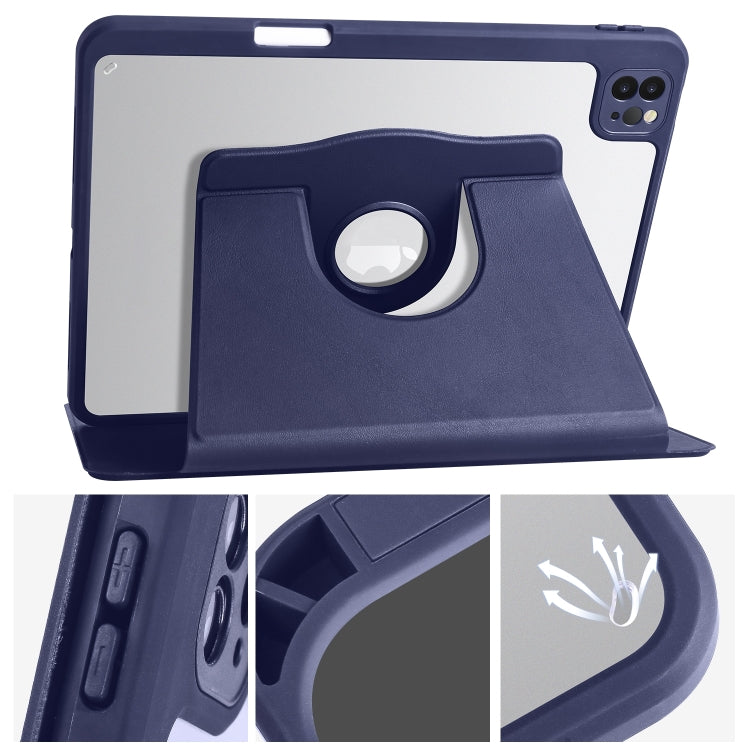 For iPad Air 13 2025 / 2024 Acrylic 360 Degree Rotation Holder Leather Tablet Case(Dark Blue) - More iPad Cases by buy2fix | Online Shopping UK | buy2fix
