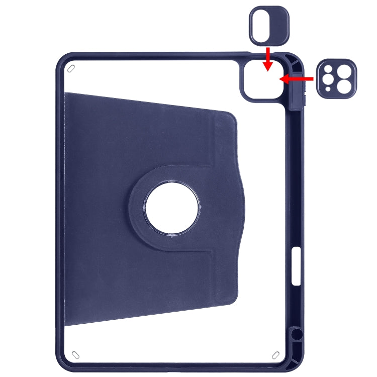 For iPad Air 13 2025 / 2024 Acrylic 360 Degree Rotation Holder Leather Tablet Case(Dark Blue) - More iPad Cases by buy2fix | Online Shopping UK | buy2fix