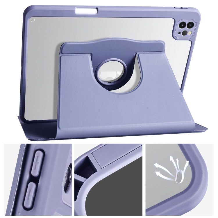 For iPad Air 13 2025 / 2024 Acrylic 360 Degree Rotation Holder Leather Tablet Case(Lavender Purple) - More iPad Cases by buy2fix | Online Shopping UK | buy2fix