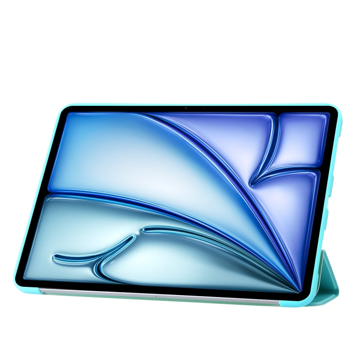 For iPad Air 11 2025 / 2024 Three-fold Holder Flip Tablet Leather Case(Mint Blue) - iPad Air 11 2025 / 2024 Cases by buy2fix | Online Shopping UK | buy2fix