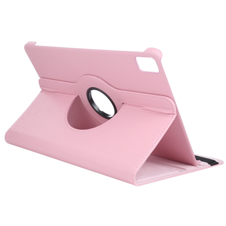 For iPad Air 13 2025 / 2024 360 Degree Rotation Litchi Texture Leather Tablet Case with Holder(Pink) - More iPad Cases by buy2fix | Online Shopping UK | buy2fix