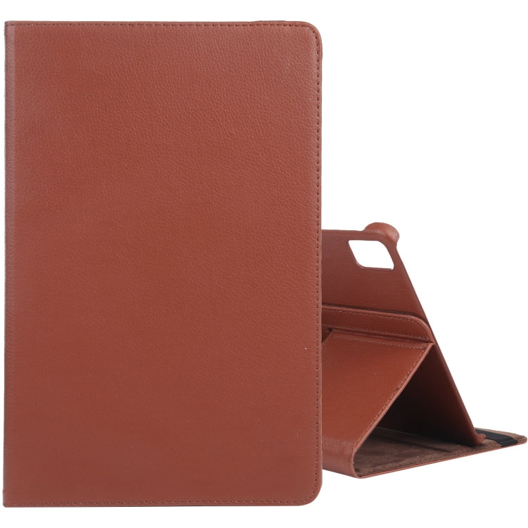 For iPad Air 13 2025 / 2024 360 Degree Rotation Litchi Texture Leather Tablet Case with Holder(Brown) - More iPad Cases by buy2fix | Online Shopping UK | buy2fix