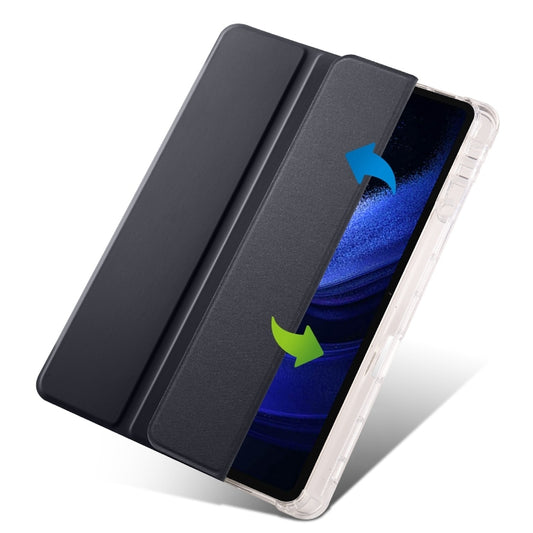 For iPad Pro 11 2024 3-fold Clear TPU Smart Leather Tablet Case with Pen Slot(Black) - iPad Pro 11 2024 Cases by buy2fix | Online Shopping UK | buy2fix