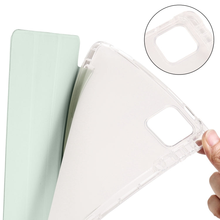 For iPad Air 11 2025 / 2024 3-fold Clear TPU Smart Leather Tablet Case with Pen Slot(Light Green) - iPad Air 11 2025 / 2024 Cases by buy2fix | Online Shopping UK | buy2fix