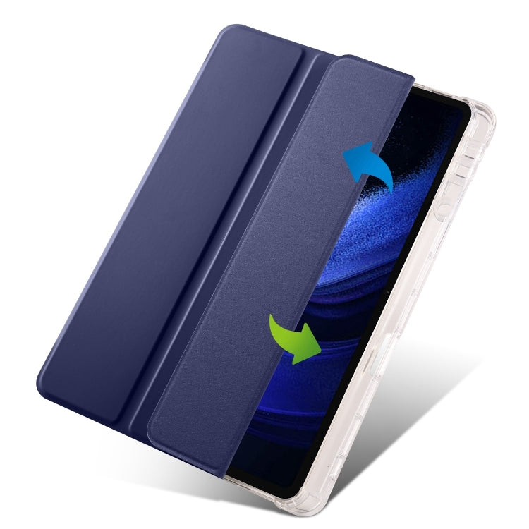 For iPad Air 11 2025 / 2024 3-fold Clear TPU Smart Leather Tablet Case with Pen Slot(Dark Blue) - iPad Air 11 2025 / 2024 Cases by buy2fix | Online Shopping UK | buy2fix