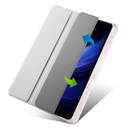 For iPad Air 11 2025 / 2024 3-fold Clear TPU Smart Leather Tablet Case with Pen Slot(Space Gray) - iPad Air 11 2025 / 2024 Cases by buy2fix | Online Shopping UK | buy2fix