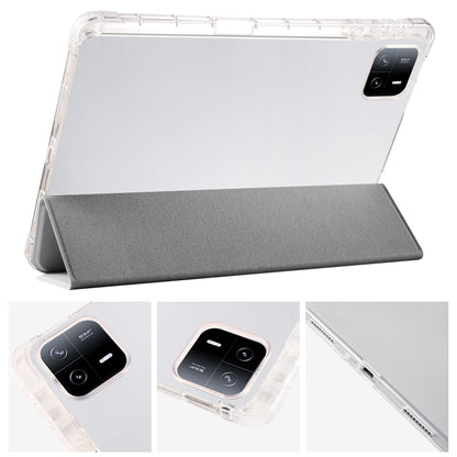 For iPad Air 11 2025 / 2024 3-fold Clear TPU Smart Leather Tablet Case with Pen Slot(Space Gray) - iPad Air 11 2025 / 2024 Cases by buy2fix | Online Shopping UK | buy2fix