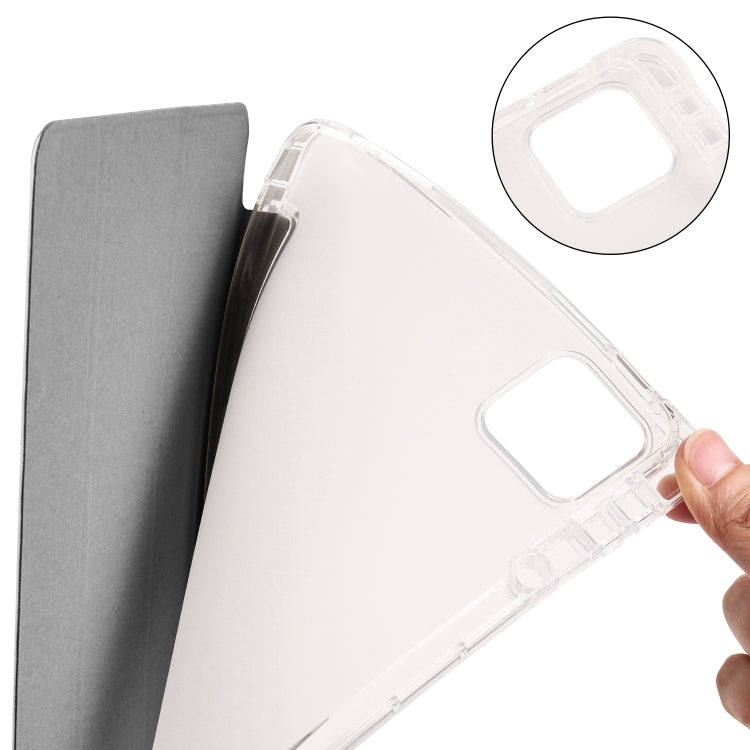 For iPad Air 11 2025 / 2024 3-fold Clear TPU Smart Leather Tablet Case with Pen Slot(Space Gray) - iPad Air 11 2025 / 2024 Cases by buy2fix | Online Shopping UK | buy2fix