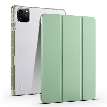 For iPad Air 13 2025 / 2024 3-fold Clear TPU Smart Leather Tablet Case with Pen Slot(Green) - iPad Air 13 2025 / 2024 Cases by buy2fix | Online Shopping UK | buy2fix