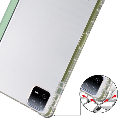 For iPad Air 13 2025 / 2024 3-fold Clear TPU Smart Leather Tablet Case with Pen Slot(Green) - iPad Air 13 2025 / 2024 Cases by buy2fix | Online Shopping UK | buy2fix