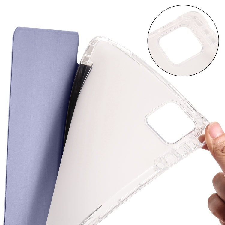 For iPad Air 13 2025 / 2024 3-fold Clear TPU Smart Leather Tablet Case with Pen Slot(Lavender Purple) - iPad Air 13 2025 / 2024 Cases by buy2fix | Online Shopping UK | buy2fix