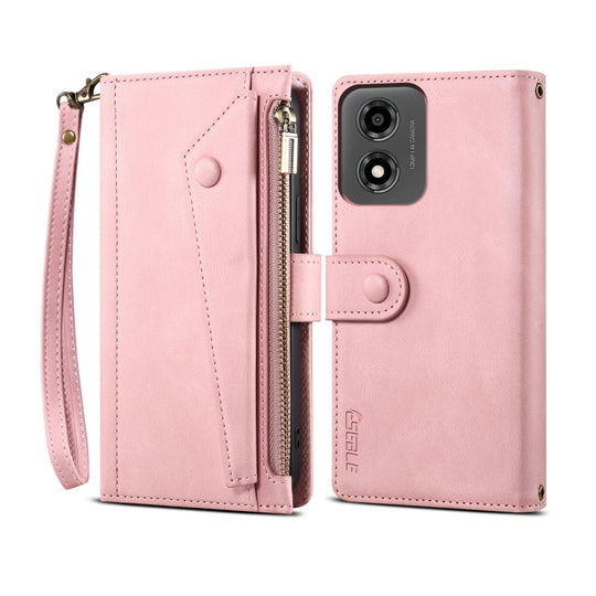 For Motorola Moto E14 ESEBLE Retro Frosted RFID Leather Phone Case(Rose Gold)