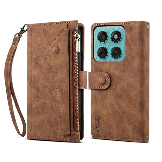 For Motorola Moto G86 5G ESEBLE Retro Frosted RFID Leather Phone Case(Brown)