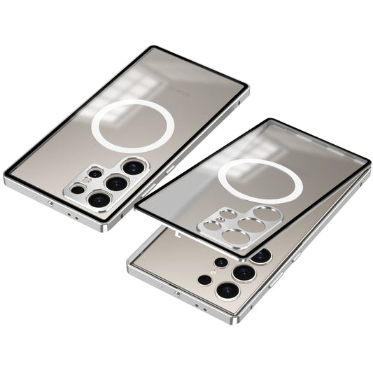 For Samsung Galaxy S24+ 5G Snap Buckle Metal Frame Frosted MagSafe Phone Case(Silver) - Galaxy S24+ 5G Cases by buy2fix | Online Shopping UK | buy2fix