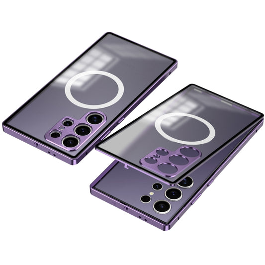 For Samsung Galaxy S24 5G Snap Buckle Metal Frame Frosted MagSafe Phone Case(Purple) - Galaxy S24 5G Cases by buy2fix | Online Shopping UK | buy2fix