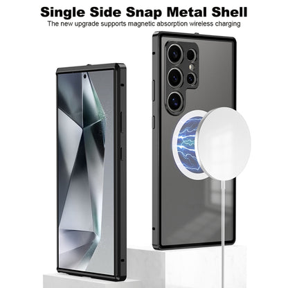 For Samsung Galaxy S24 5G Snap Buckle Metal Frame Frosted MagSafe Phone Case(Black) - Galaxy S24 5G Cases by buy2fix | Online Shopping UK | buy2fix