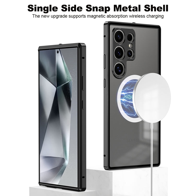 For Samsung Galaxy S24+ 5G Snap Buckle Metal Frame Frosted MagSafe Phone Case(Black) - Galaxy S24+ 5G Cases by buy2fix | Online Shopping UK | buy2fix