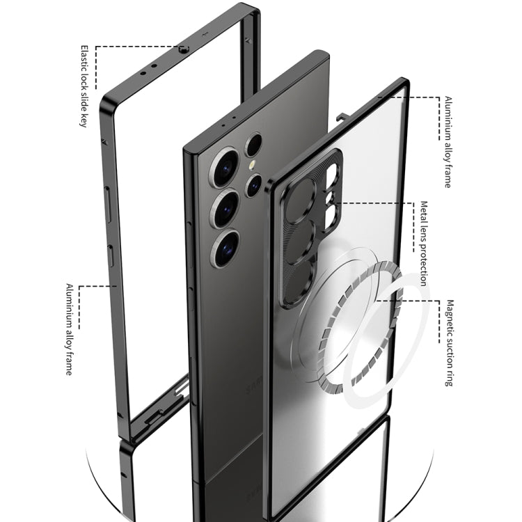 For Samsung Galaxy S24 5G Snap Buckle Metal Frame Frosted MagSafe Phone Case(Black) - Galaxy S24 5G Cases by buy2fix | Online Shopping UK | buy2fix