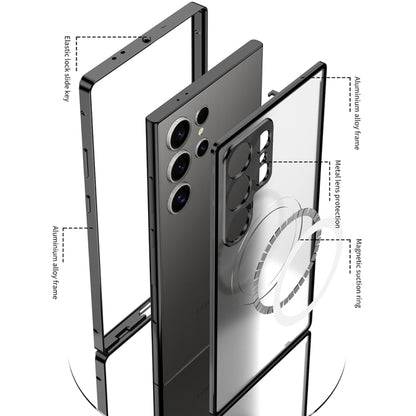 For Samsung Galaxy S24 5G Snap Buckle Metal Frame Frosted MagSafe Phone Case(Black) - Galaxy S24 5G Cases by buy2fix | Online Shopping UK | buy2fix