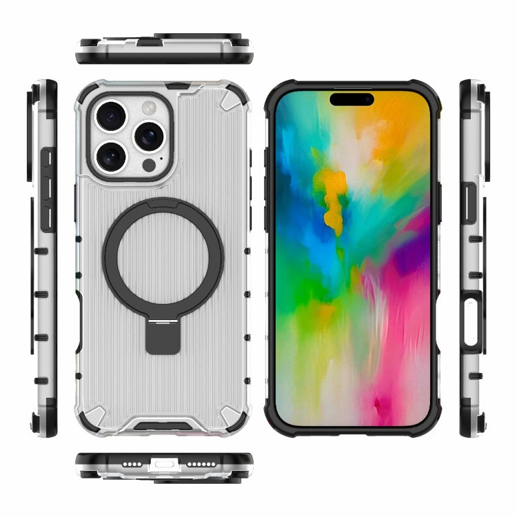 For iPhone 16 Pro Max Grating Holder Shockproof Phone Case(Transparent) by buy2fix