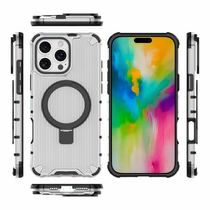 For iPhone 16 Pro Max Grating Holder Shockproof Phone Case(Transparent) by buy2fix