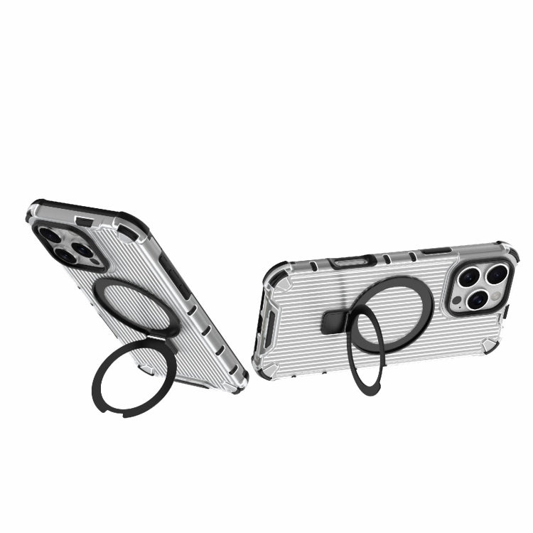 For iPhone 16 Pro Max Grating Holder Shockproof Phone Case(Transparent) by buy2fix