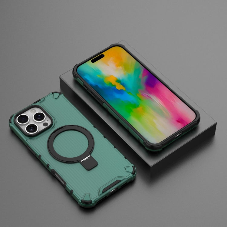 For iPhone 16 Pro Max Grating Holder Shockproof Phone Case(Green) by buy2fix