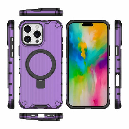 For iPhone 16 Pro Max Grating Holder Shockproof Phone Case(Purple) by buy2fix