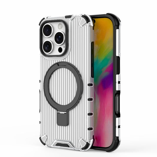 For iPhone 16 Pro Grating Holder Shockproof Phone Case(Transparent) by buy2fix