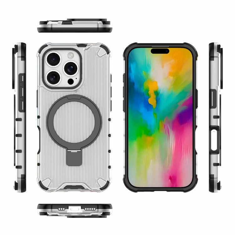 For iPhone 16 Pro Grating Holder Shockproof Phone Case(Transparent) by buy2fix