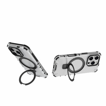 For iPhone 16 Pro Grating Holder Shockproof Phone Case(Transparent) by buy2fix