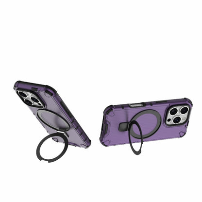 For iPhone 16 Pro Grating Holder Shockproof Phone Case(Purple) by buy2fix