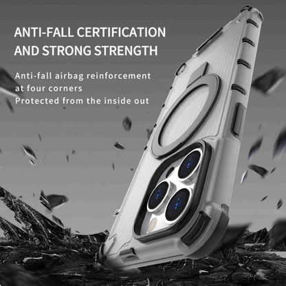 For iPhone 16 Pro Max Grating Holder Shockproof Phone Case(Transparent) by buy2fix