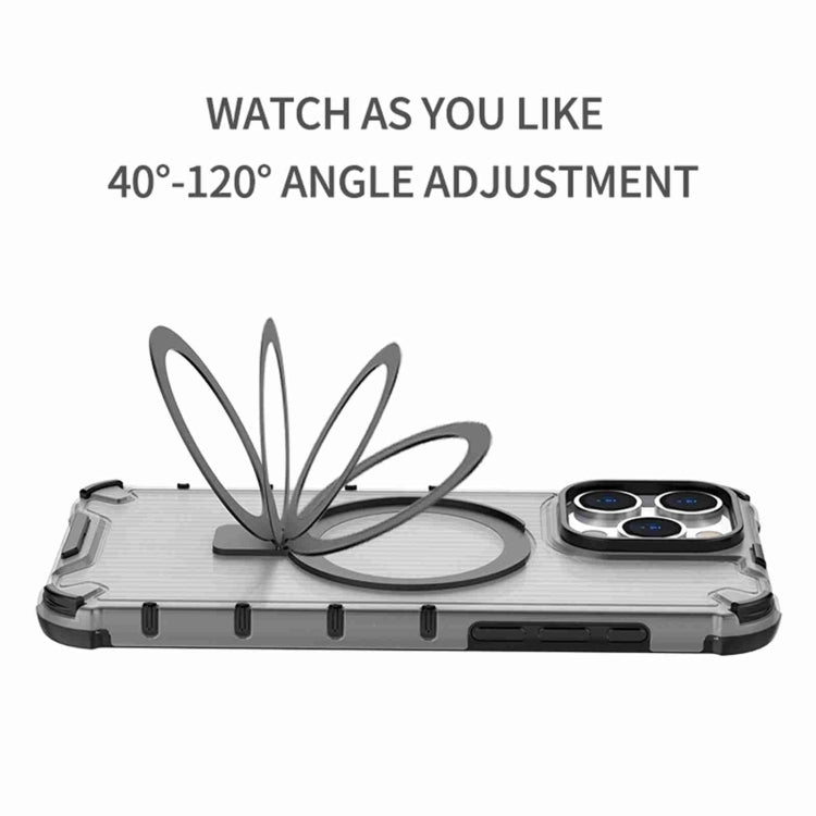 For iPhone 16 Pro Grating Holder Shockproof Phone Case(Transparent) by buy2fix