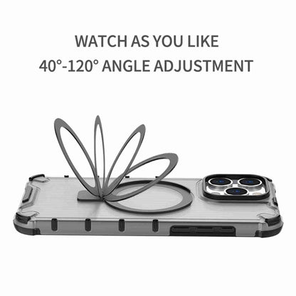 For iPhone 16 Pro Grating Holder Shockproof Phone Case(Transparent) by buy2fix