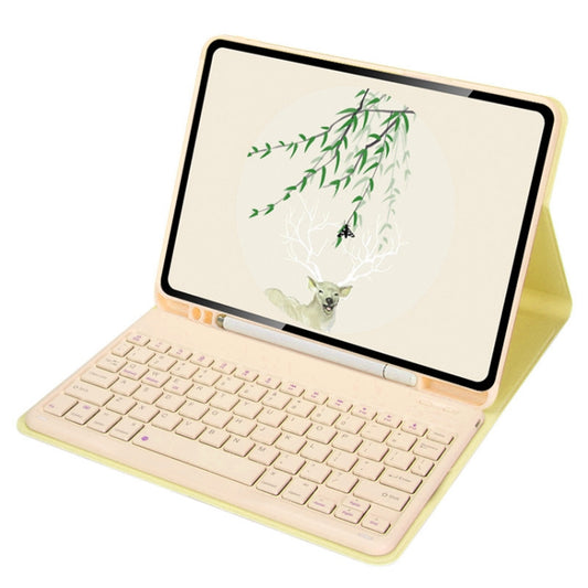 For Xiaomi Pad 5 / Pad 5 Pro 11 inch Wireless Bluetooth Keyboard Tablet Leather Case with Pen Slot(Yellow) - Xiaomi Keyboard by buy2fix | Online Shopping UK | buy2fix
