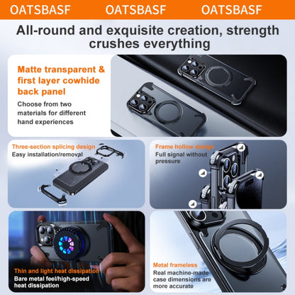 For iPhone 15 Pro Max 360 Degree Rotation MagSafe Stand Metal Phone Case(Leather Silver) - iPhone 15 Pro Max Cases by buy2fix | Online Shopping UK | buy2fix