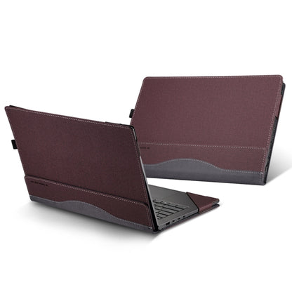 For HP Laptop 14s-dp / 14-dk / 14s-dk Leather Laptop Shockproof Protective Case(Wine Red) by buy2fix