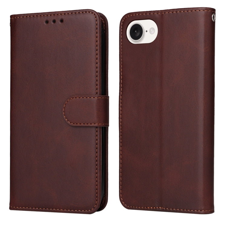 For iPhone 16e Classic Calf Texture Flip Leather Phone Case(Brown) - iPhone 16e Cases by buy2fix | Online Shopping UK | buy2fix