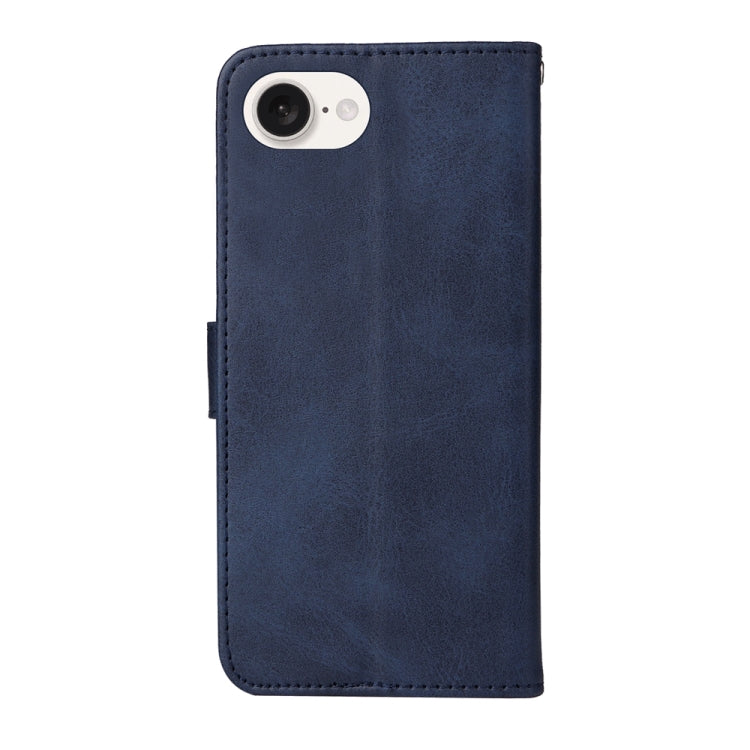 For iPhone 16e Classic Calf Texture Flip Leather Phone Case(Blue) - iPhone 16e Cases by buy2fix | Online Shopping UK | buy2fix