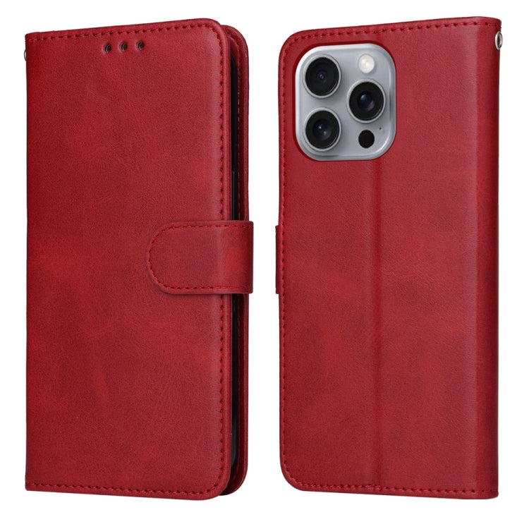 For iPhone 16 Pro Max Classic Calf Texture Flip Leather Phone Case(Red) by buy2fix
