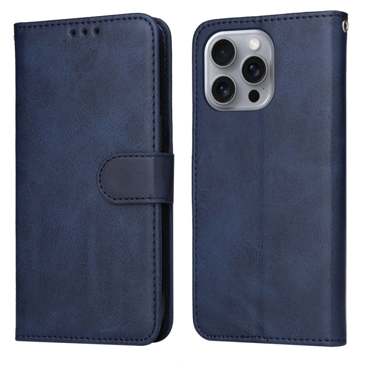 For iPhone 16 Pro Max Classic Calf Texture Flip Leather Phone Case(Blue) by buy2fix
