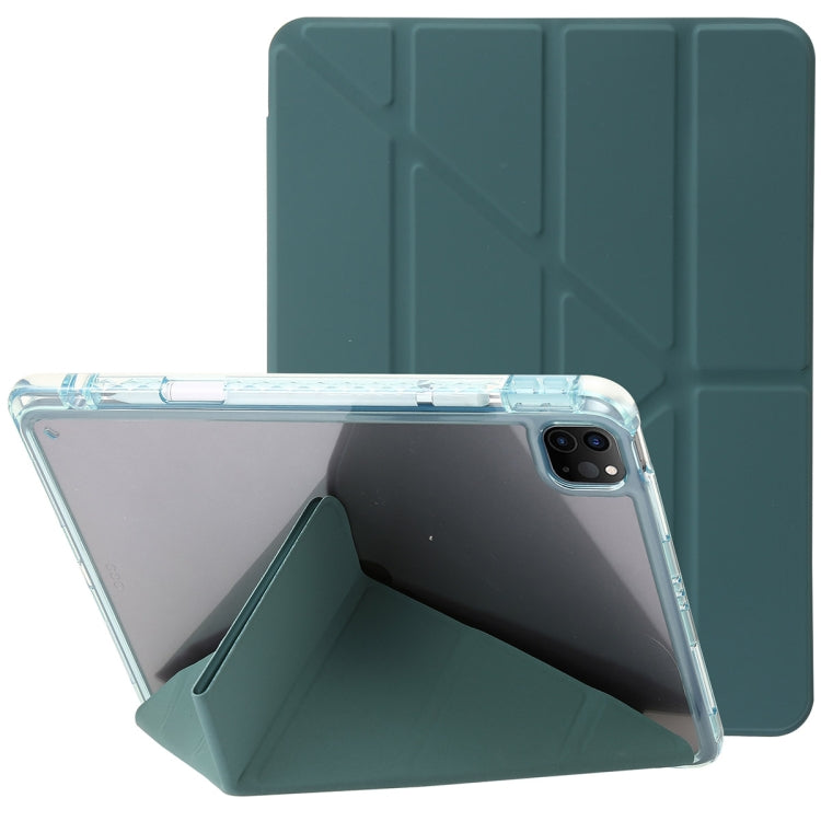 For iPad Pro 11 2025 / 2024 Clear Acrylic Deformation Leather Tablet Case(Dark Green) by buy2fix