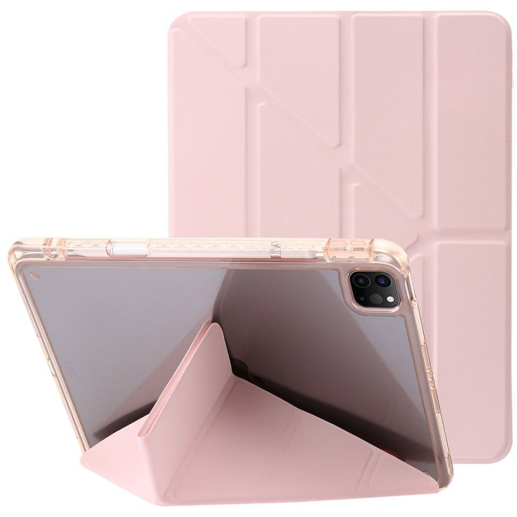 For iPad Pro 11 2025 / 2024 Clear Acrylic Deformation Leather Tablet Case(Pink) by buy2fix