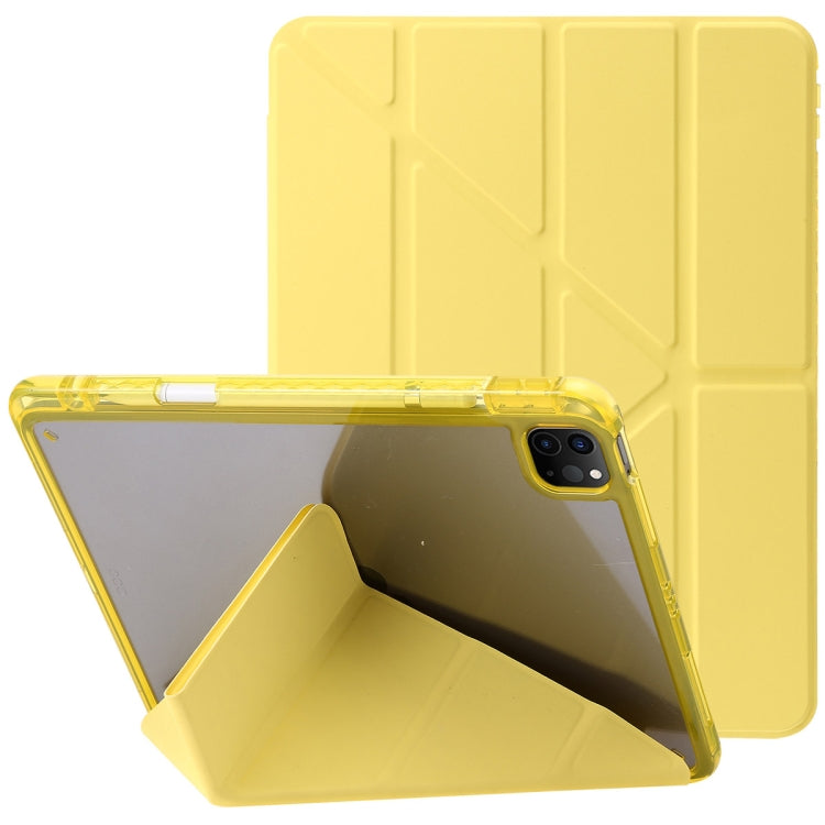 For iPad Pro 11 2025 / 2024 Clear Acrylic Deformation Leather Tablet Case(Yellow) by buy2fix