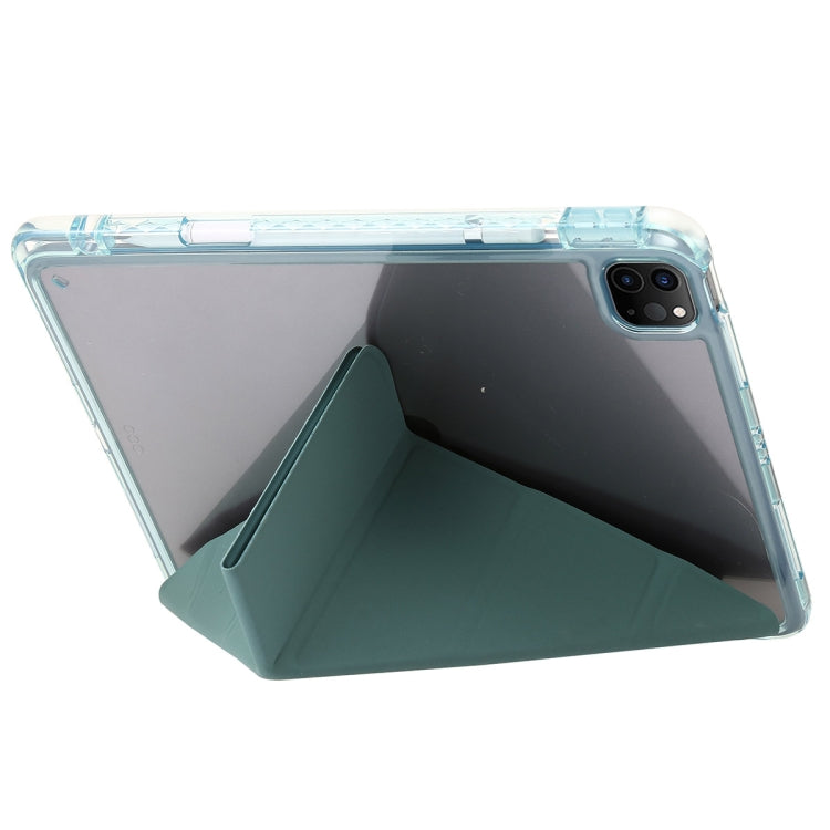 For iPad Pro 13 2025 / 2024 Clear Acrylic Deformation Leather Tablet Case(Dark Green) by buy2fix